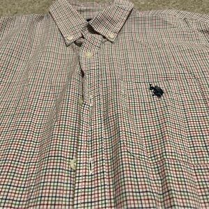 U.S. Polo Assn. Red, Blue, Green and  White Plaid Button Down Shirt Size Medium